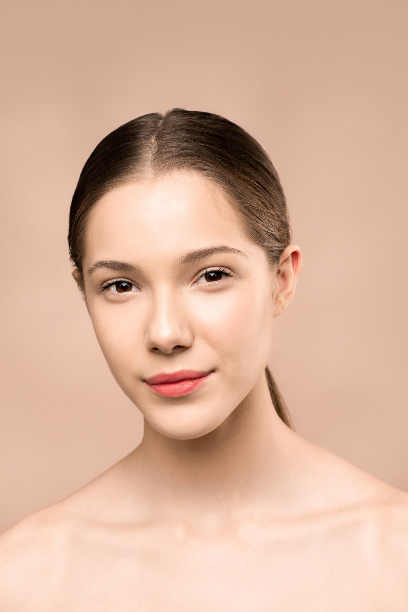 Smiling woman with natural makeup